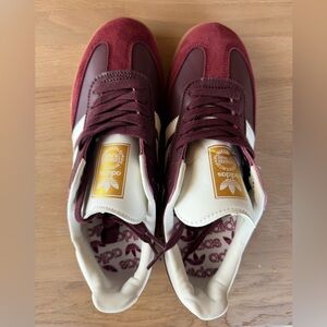 Adidas Burgundy and White Samba Sneakers
